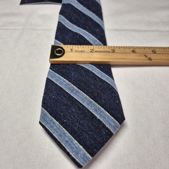 Cremieux Slim Neck Tie Mens Striped Wool blend Made In Italy Blue (33) - Picture 4 of 7